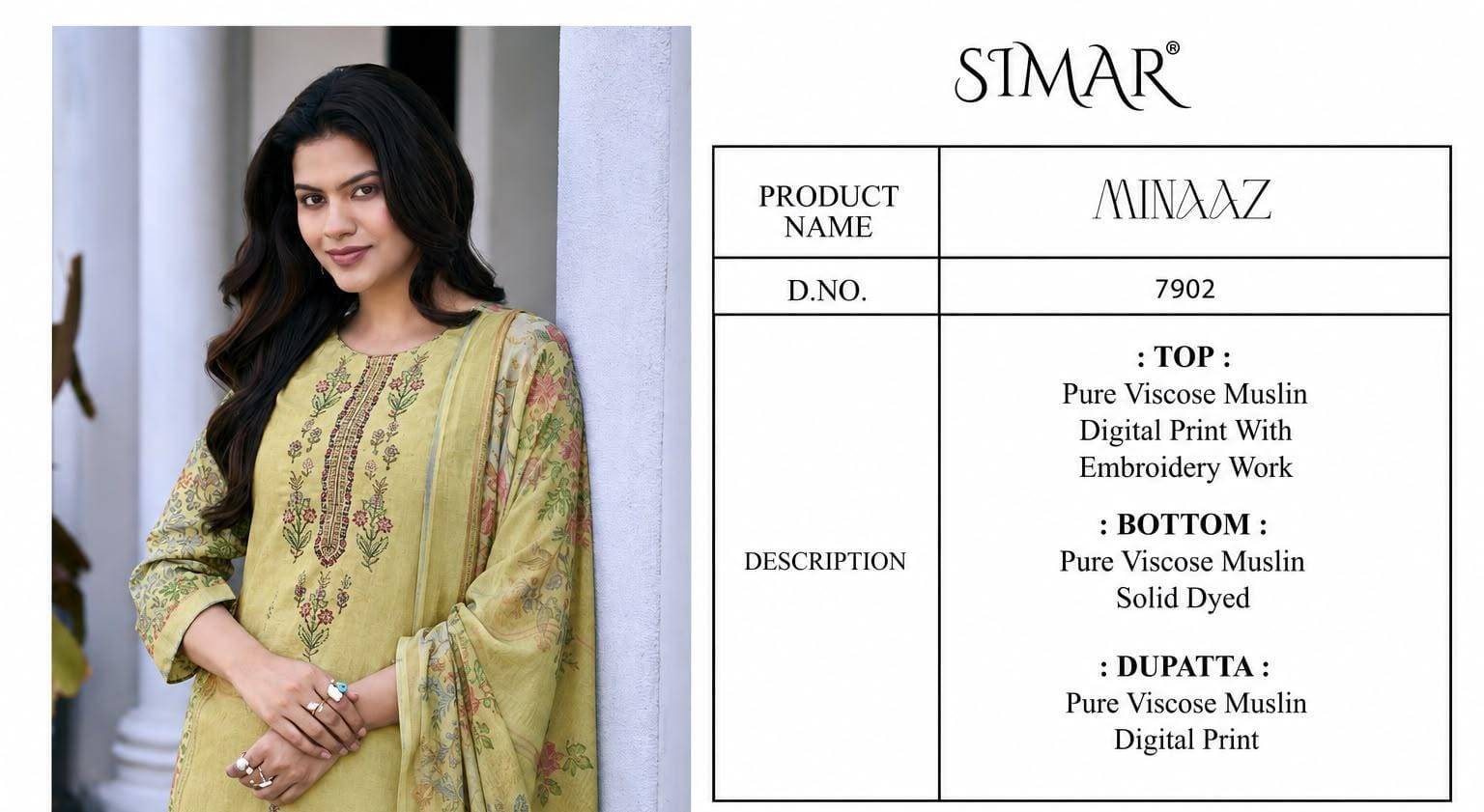 Minaaz By Glossy 7902A To 7902D Series Stylish Beautiful Colourful Viscose Muslin Dresses At Wholesale Price